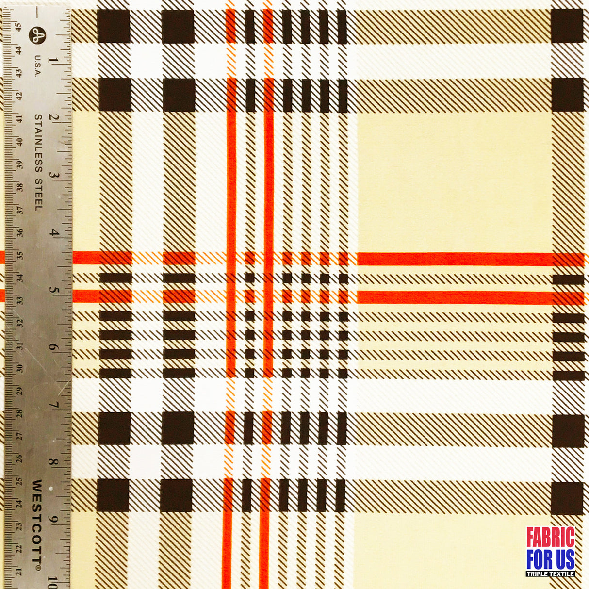 Plaid Tartan Design Taupe Color Poly Spandex Stretch Fabric - Taupe Light Beige Plaid Tartan, 58"/60" Width