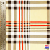 Plaid Tartan Design Taupe Color Poly Spandex Stretch Fabric - Taupe Light Beige Plaid Tartan, 58"/60" Width
