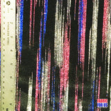 Stripe Multi-Glitter Poly-Spandex Stretch Fabric - Red, Blue, White Glitter Dots, 58" Width