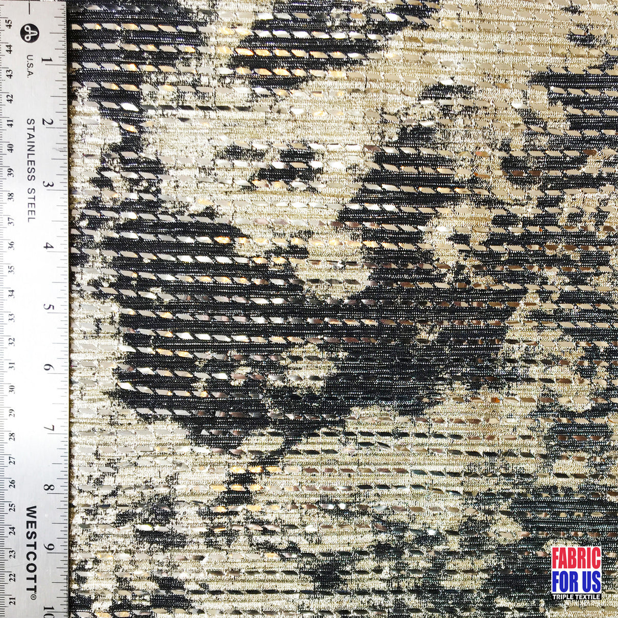 Shiny Natural Grey 100 Percent Polyester Light Fabric - Reflective Square Dots, 58"/60" Wide