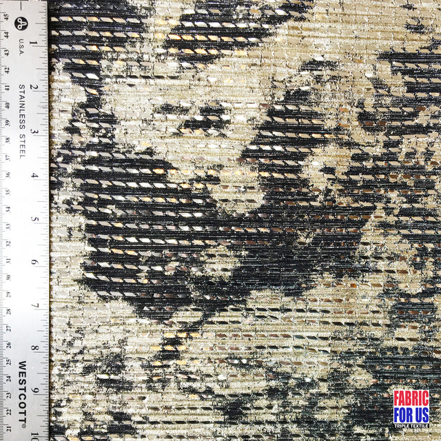 Shiny Natural Grey 100 Percent Polyester Light Fabric - Reflective Square Dots, 58"/60" Wide