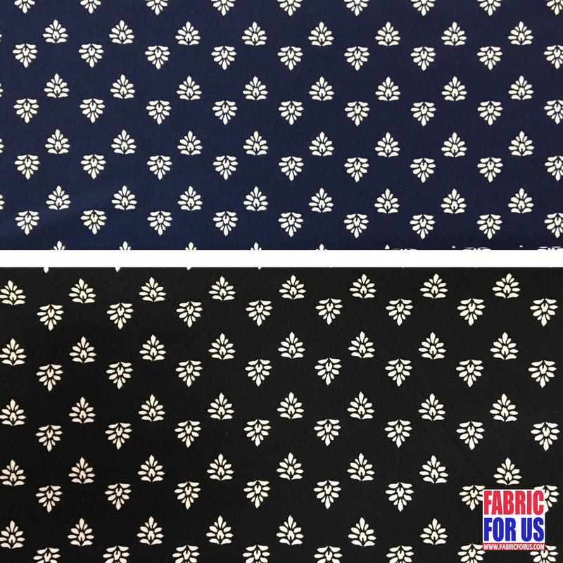 ITY Print Micro Floral Poly-Spandex Stretch Fabric - Navy & Black Micro Floral, 58"-60" Width