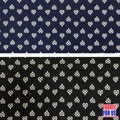 ITY Print Micro Floral Poly-Spandex Stretch Fabric - Navy & Black Micro Floral, 58"-60" Width