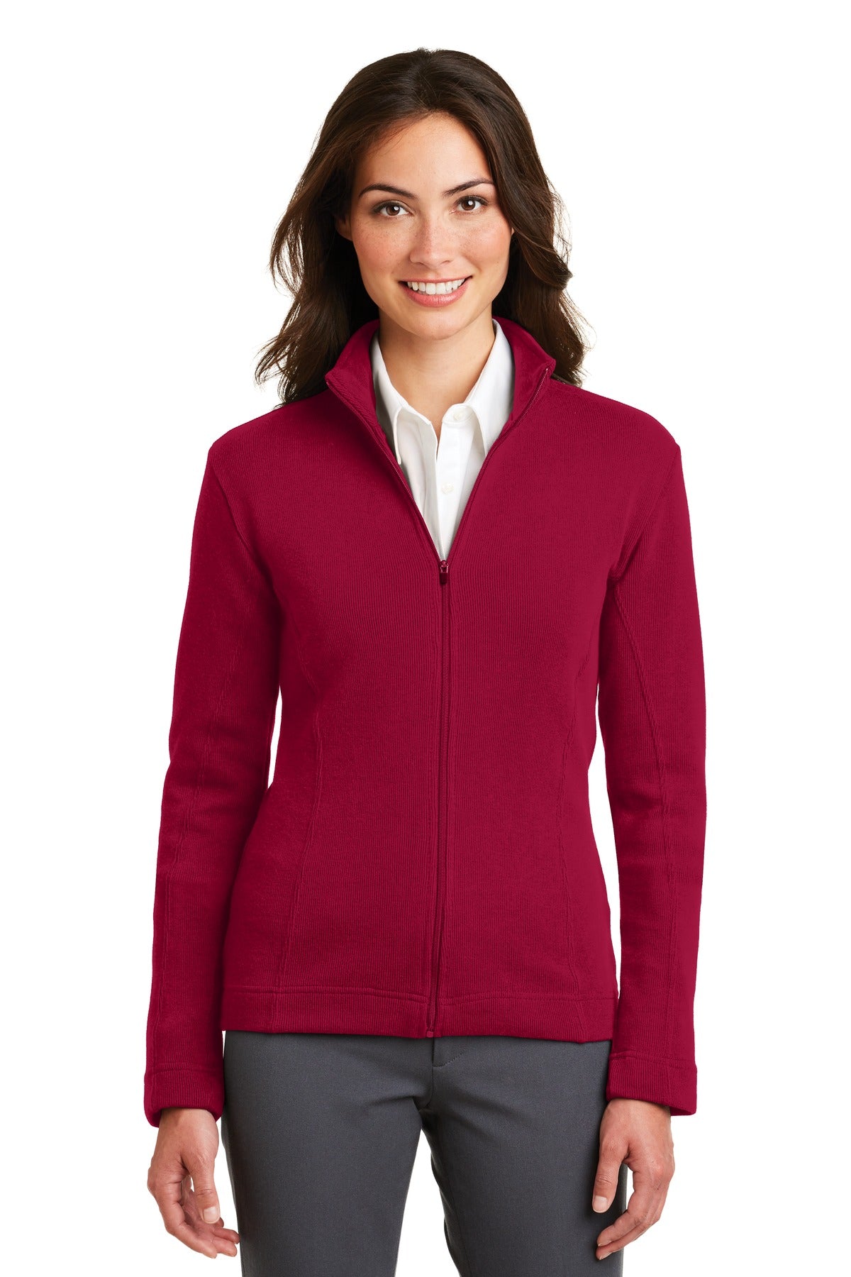 DISCONTINUED Port Authority® Ladies Flatback Rib Full-Zip Jacket