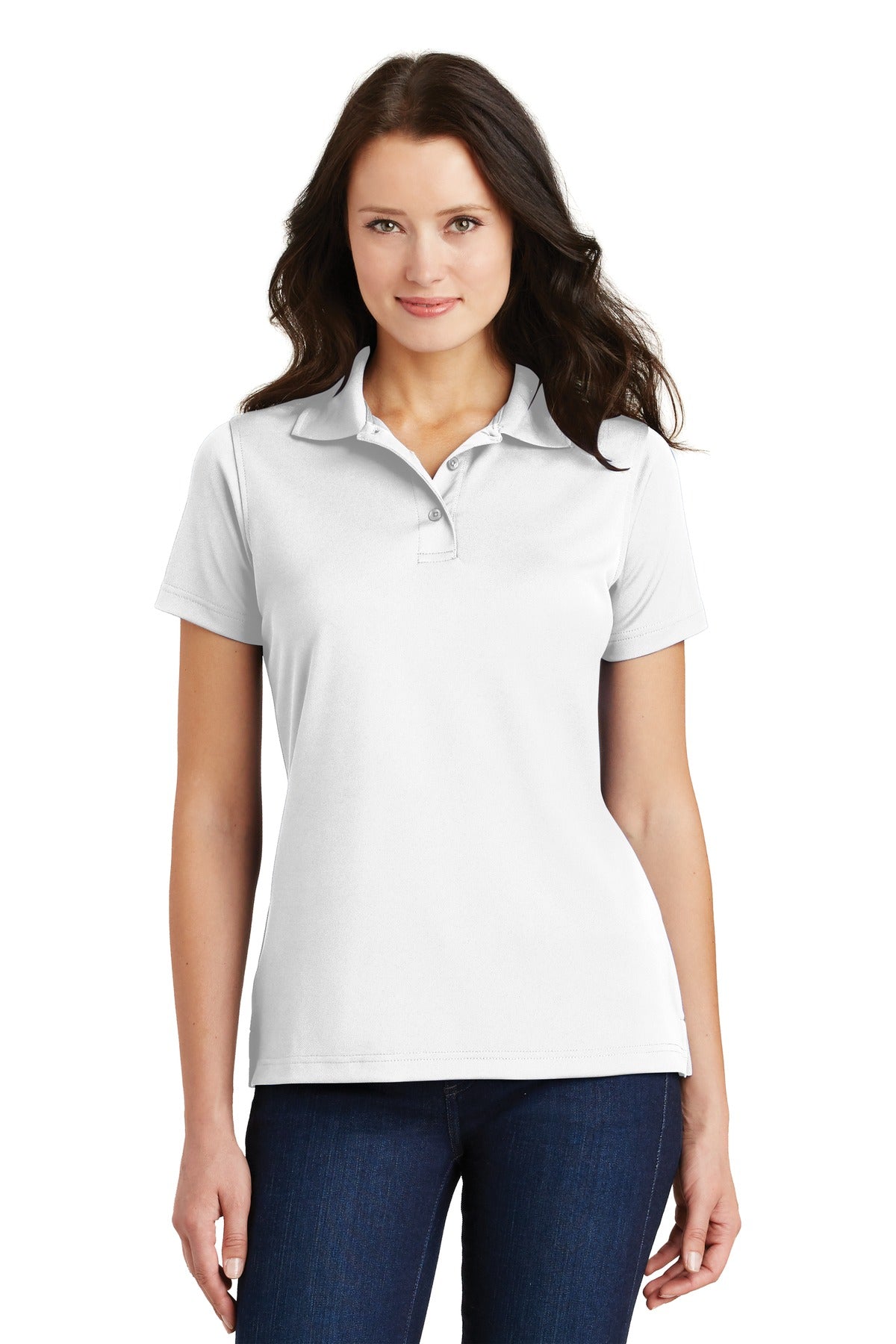 DISCONTINUED Port Authority® Ladies Poly-Charcoal Blend Pique Polo