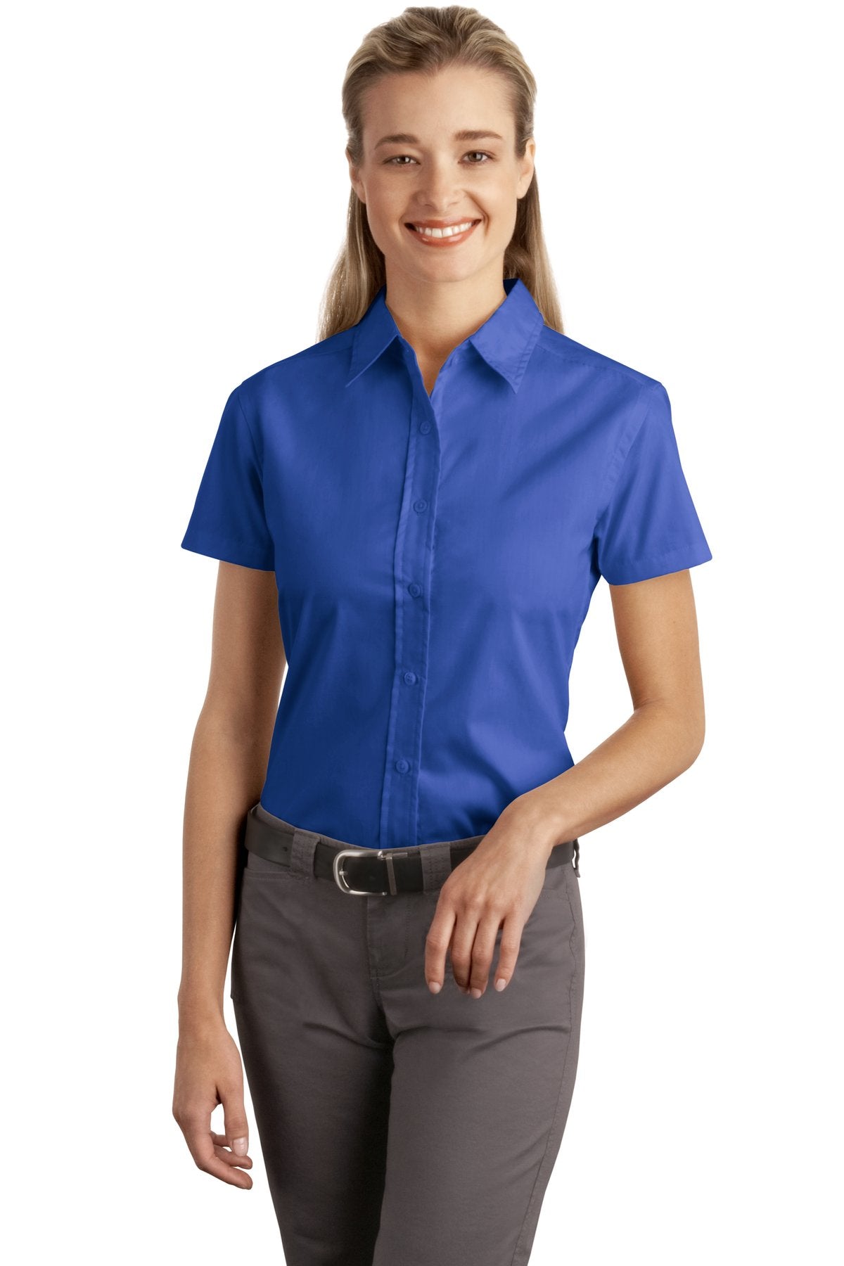 DISCONTINUED Port Authority® Ladies Short Sleeve Easy Care  Soil Resistant Shirt