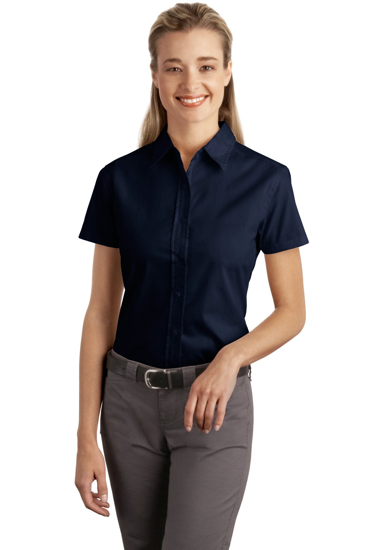 DISCONTINUED Port Authority® Ladies Short Sleeve Easy Care  Soil Resistant Shirt