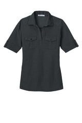 DISCONTINUED Port Authority® Ladies Oxford Pique Double Pocket Polo