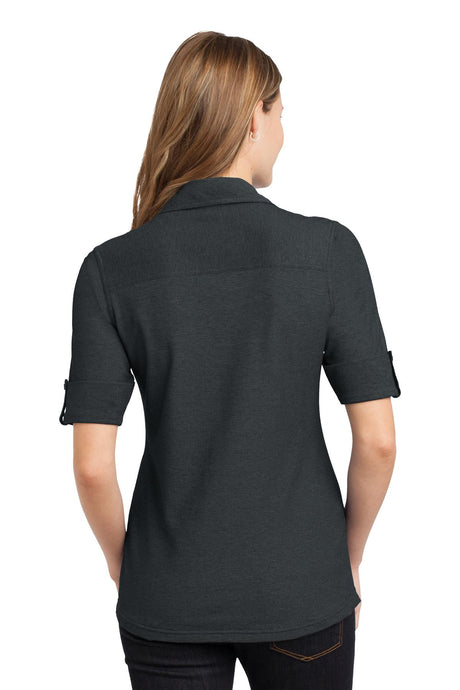 DISCONTINUED Port Authority® Ladies Oxford Pique Double Pocket Polo