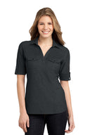 Port Authority® Ladies Oxford Pique Double Pocket Polo