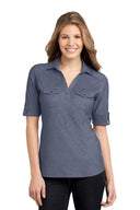 Port Authority® Ladies Oxford Pique Double Pocket Polo