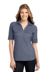 DISCONTINUED Port Authority® Ladies Oxford Pique Double Pocket Polo