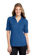 Port Authority® Ladies Oxford Pique Double Pocket Polo