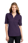 DISCONTINUED Port Authority® Ladies Oxford Pique Double Pocket Polo