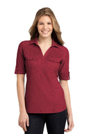 Port Authority® Ladies Oxford Pique Double Pocket Polo