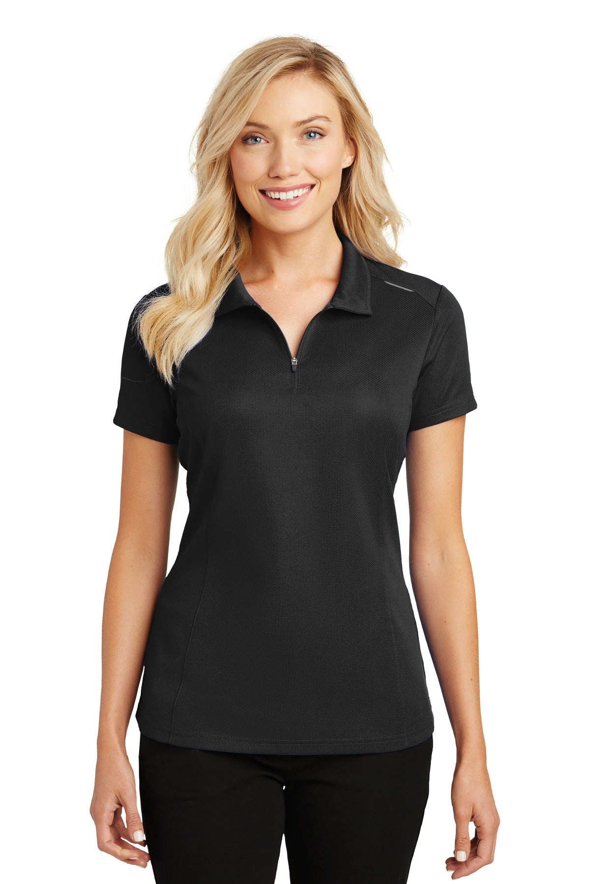 Port Authority® Women's Pinpoint Mesh Zip Polo