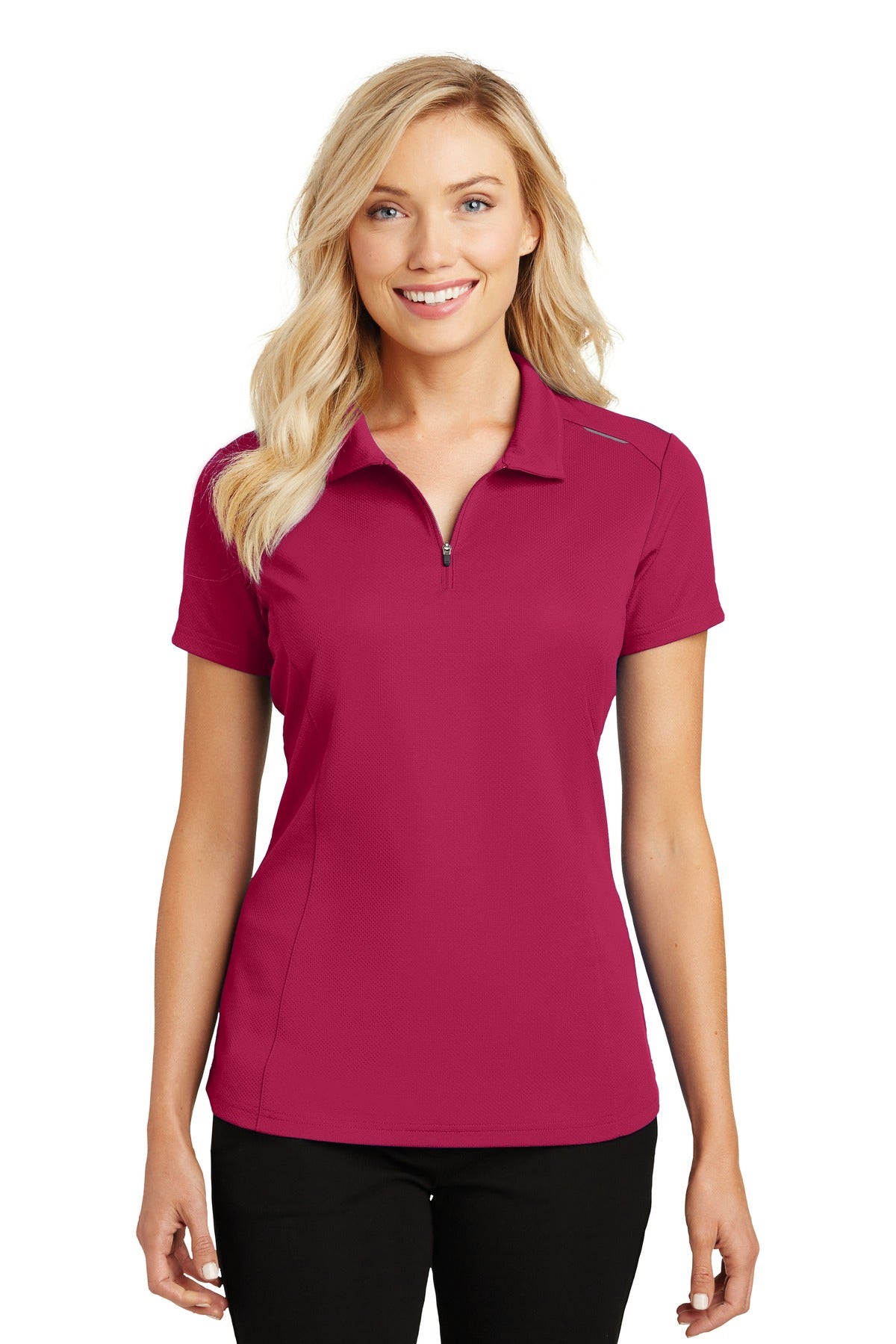 Port Authority® Women's Pinpoint Mesh Zip Polo