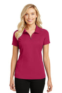 Polo con cremallera Port Authority® Pinpoint Mesh para mujer
