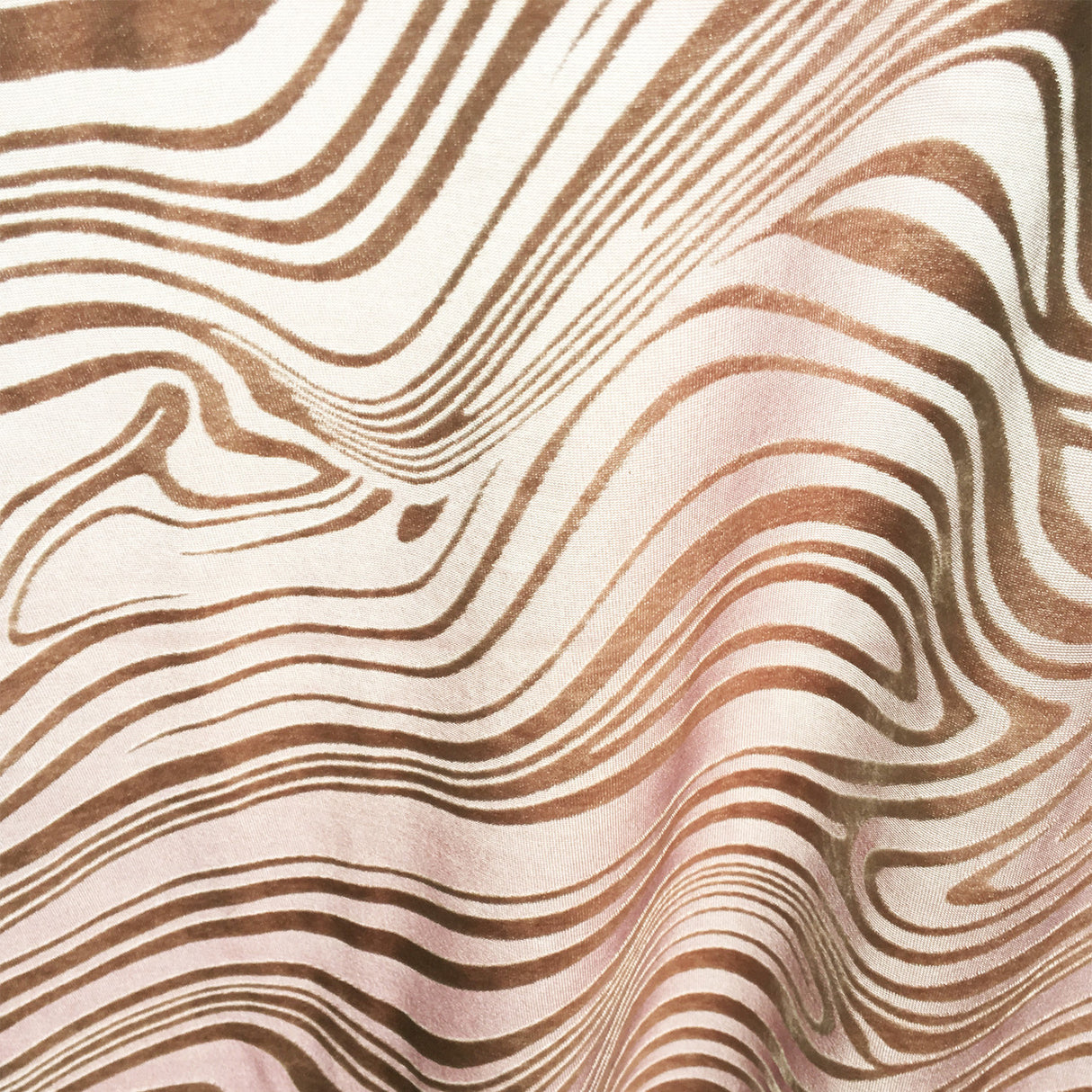 Water Swirl Burnout Velvet Stretch Poly-Spandex Fabric - Taupe/Black Water Swirl Mesh See-Through, 58"/60" Width