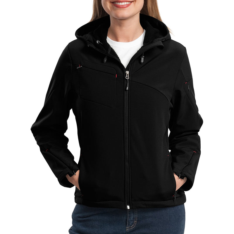 Port Authority® Women's Textured Hooded Soft Shell Jacket
