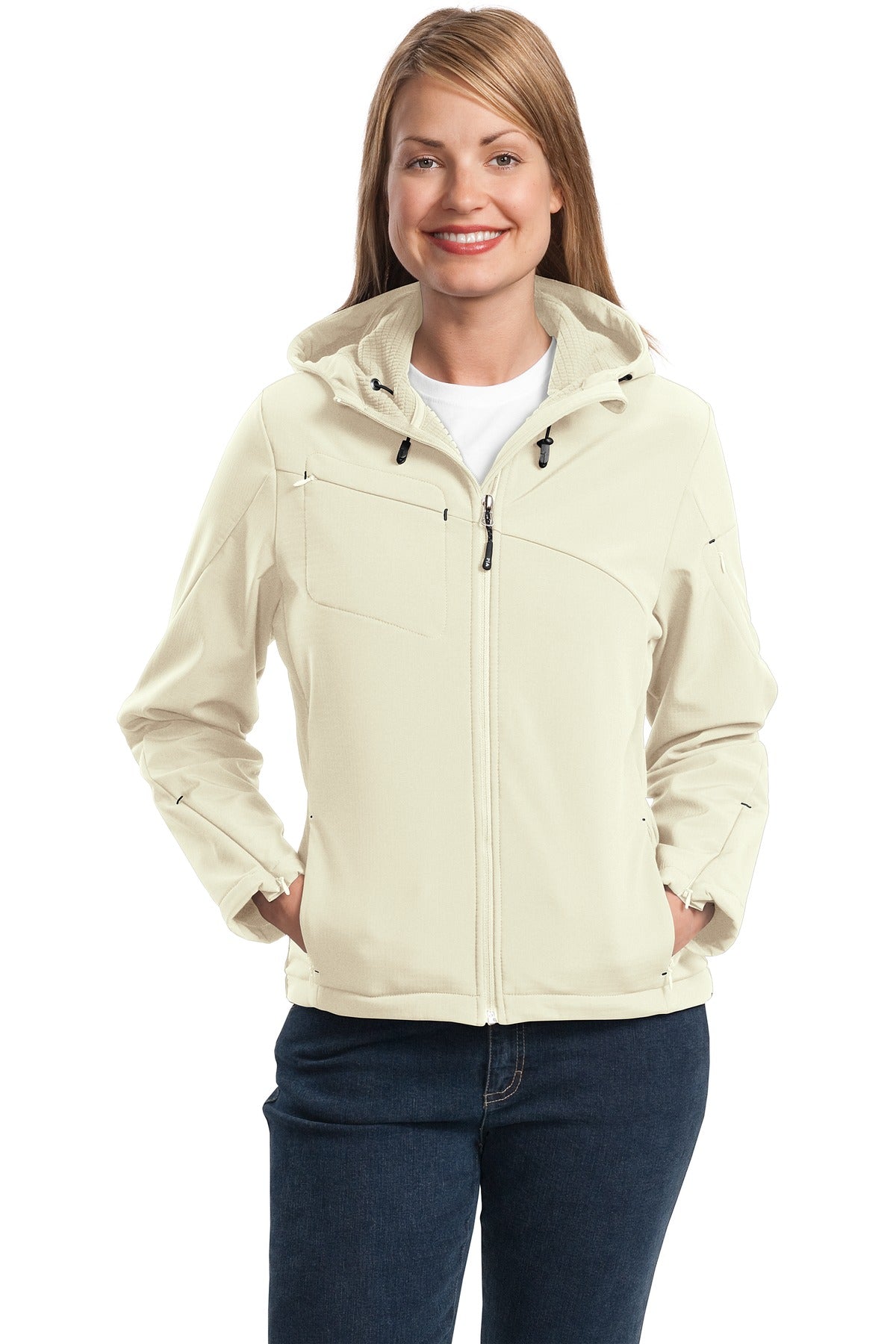 Port Authority® Women's Textured Hooded Soft Shell Jacket