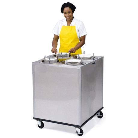 Lakeside LA919 Adjust-a-Fit Mobile Heated Enclosed-Cabinet Dish Dispenser - 4 Stack, Plate Size: 4 1/4 to 7 1/2
