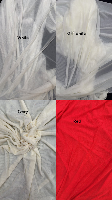 Power Mesh Nylon Spandex Fabric - Off White Sheer Mesh, 60" Width (1 Yard)