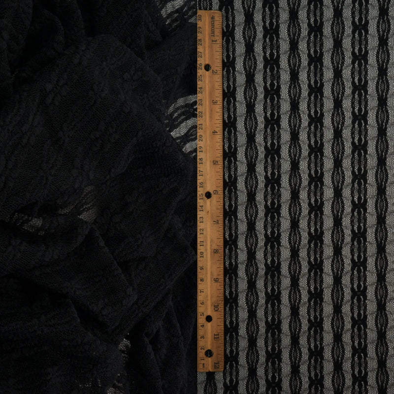 Ditsy Flower Stripe Nylon Spandex Lace Fabric 51/52" Wide – 120 GSM