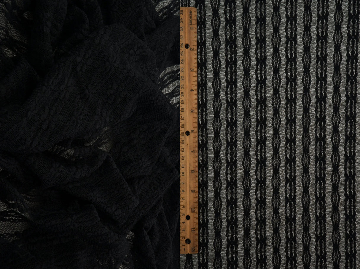 Ditsy Flower Stripe Nylon Spandex Lace Fabric 51/52" Wide – 120 GSM