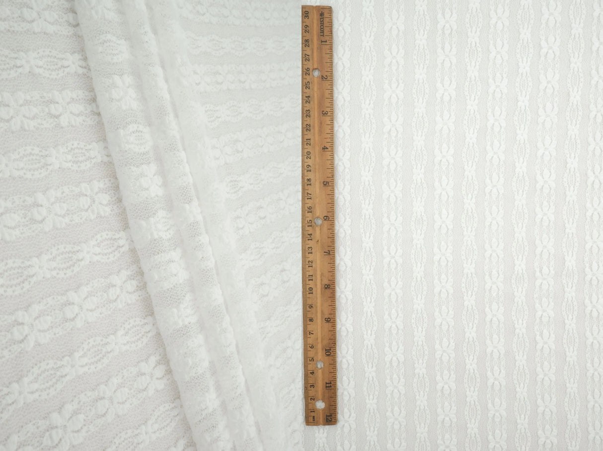 Ditsy Flower Stripe Nylon Spandex Lace Fabric 51/52" Wide – 120 GSM