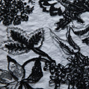 1 yarda de tela de encaje de tul bordada con lentejuelas y diseño ornamentado, aspecto elegante, 50" de ancho