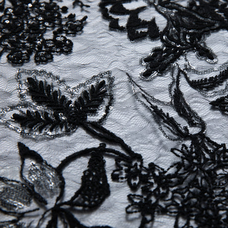 1 Yard Tulle Lace Fabric Embroidered Sequins Ornate Design Elegant Look 50" Wide