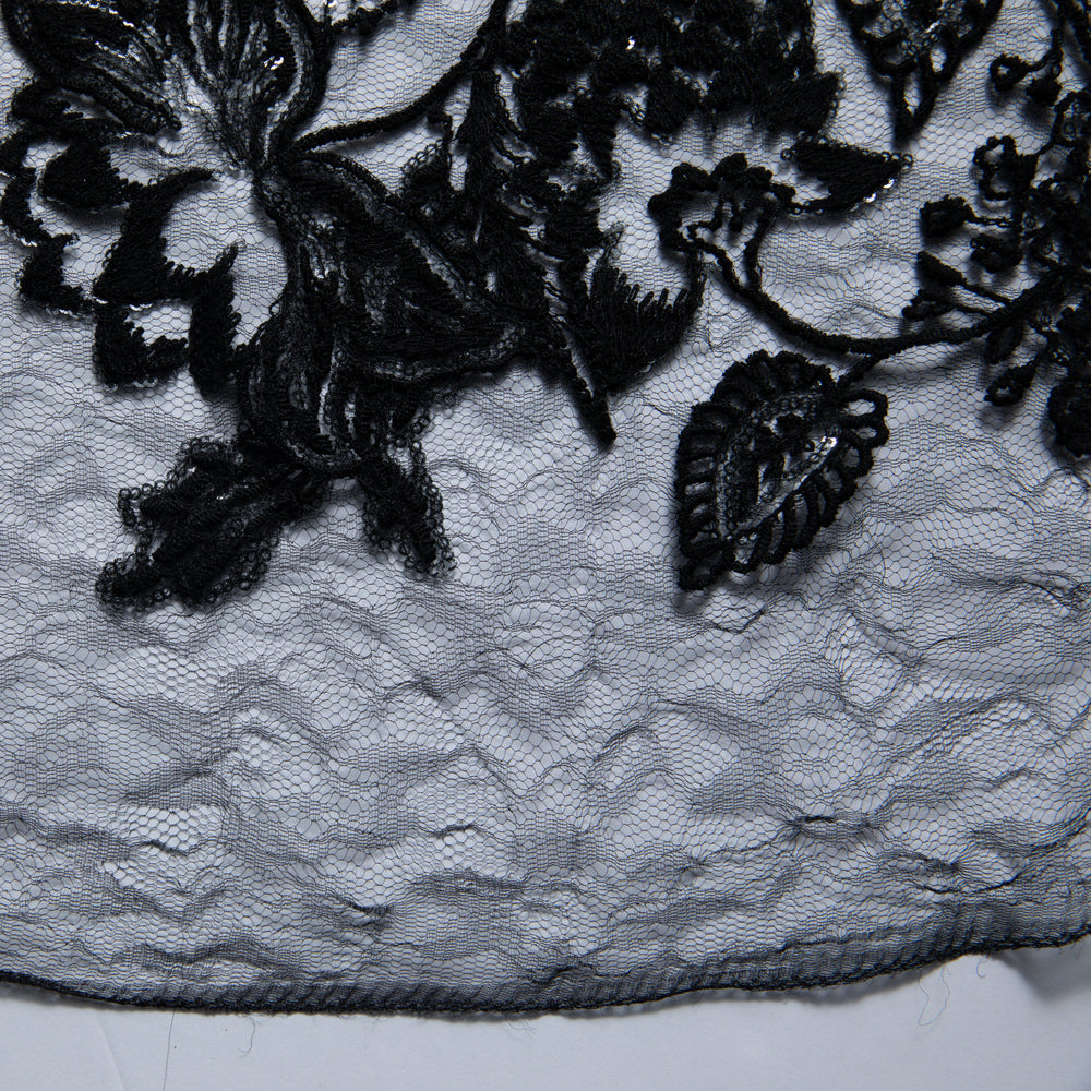 1 Yard Tulle Lace Fabric Embroidered Sequins Ornate Design Elegant Look 50" Wide