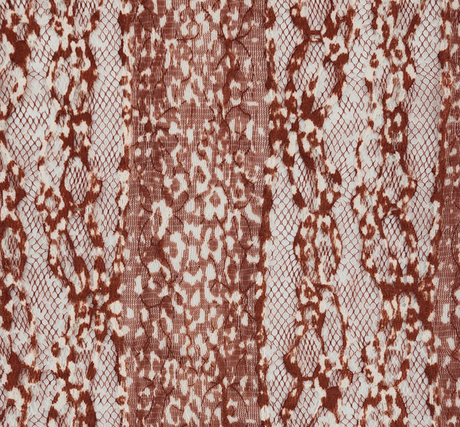 Lace 1D1354 Polyester Spandex Fabric - Rust/Beige, 58/60" Width