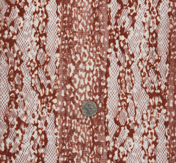 1 Yard Stretch Lace Fabric Rust or Beige, Soft, Lightweight Apparel Material 58/60" Wide