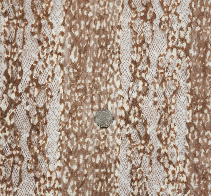 Lace 1D1354 Polyester Spandex Fabric - Mocha/Beige, Stretch Lace, 58/60" Width