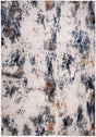 LALA 138 Polyester Viscose Area Rug - Cream Abstract Pattern, Silver, Charcoal, Black, Red-Brown, Mustard, Ocean Blue, Green Accents, 9' 8" X 13' (1 Rug)