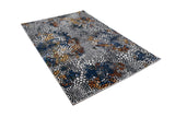 LALA-140 Polyester Shiny Viscose Area Rug Fabric - Abstract Spotted, Black With Silver, Charcoal, Red-Brown, Mustard, Green, And Deep Blue Highlights, 7' 8" X 10' 5" (1 Piece)