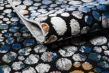 LALA-140 Polyester Shiny Viscose Area Rug Fabric - Abstract Spotted, Black With Silver, Charcoal, Red-Brown, Mustard, Green, And Deep Blue Highlights, 7' 8" X 10' 5" (1 Piece)