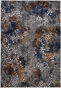 LALA-140 Polyester Shiny Viscose Area Rug Fabric - Abstract Spotted, Black With Silver, Charcoal, Red-Brown, Mustard, Green, And Deep Blue Highlights, 7' 8" X 10' 5" (1 Piece)