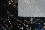 LALA-145 Polyester Viscose Area Rug - Black Abstract Marbling, Silver, Mustard, Red-Brown, Green, Ocean Blue, 9' 8" X 13' (1 Unit)