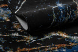 LALA-145 Polyester Viscose Area Rug - Black Abstract Marbling, Silver, Mustard, Red-Brown, Green, Ocean Blue, 9' 8" X 13' (1 Unit)