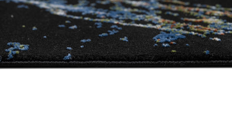 LALA-145 Polyester Viscose Area Rug - Black Abstract Marbling, Silver, Mustard, Red-Brown, Green, Ocean Blue, 9' 8" X 13' (1 Unit)