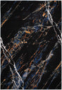 LALA-145 Polyester Viscose Area Rug - Black Abstract Marbling, Silver, Mustard, Red-Brown, Green, Ocean Blue, 9' 8" X 13' (1 Unit)