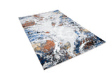 LALA-146 Polyester Viscose Area Rug - Grey Marble Abstract, Red-Brown, Tan, Cream & Ocean Blue Accents, Black, 9' 8" X 13' (1 Piece)