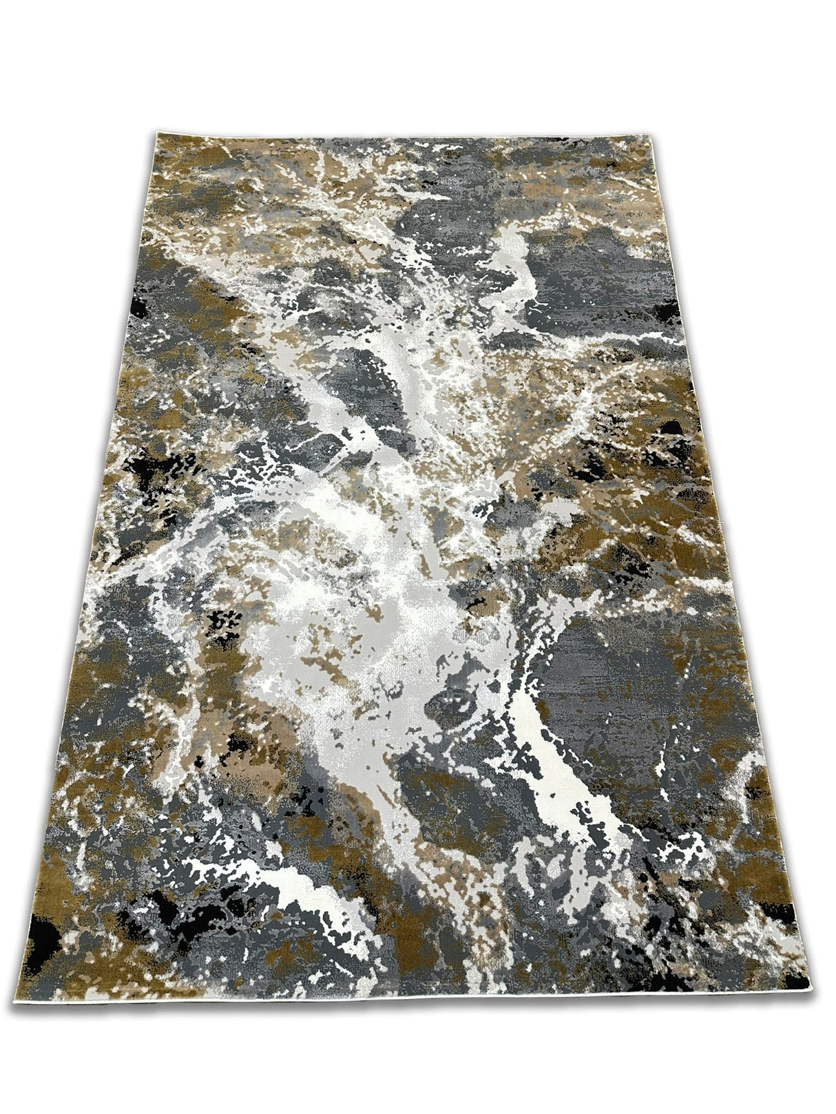 Lala 147 Polyester Viscose Area Rug Fabric - Abstract Grey Marble, Tan Beige Cream White Black Notes, 7' 8" X 10' 5" (1 Piece)