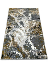 Lala 147 Polyester Viscose Area Rug Fabric - Abstract Grey Marble, Tan Beige Cream White Black Notes, 7' 8" X 10' 5" (1 Piece)