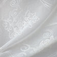 Bali Embroidered Damask Sheer Polyester Fabric - White, Ivory, 118" Width (1 Yard)