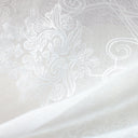 Bali Embroidered Damask Sheer Polyester Fabric - White, Ivory, 118" Width (1 Yard)