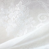 Bali Embroidered Damask Sheer Polyester Fabric - White, Ivory, 118" Width (1 Yard)